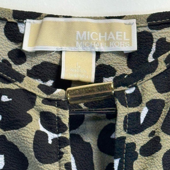 Michael Michael Kors Green Leopard Print Top L - Picture 7 of 8